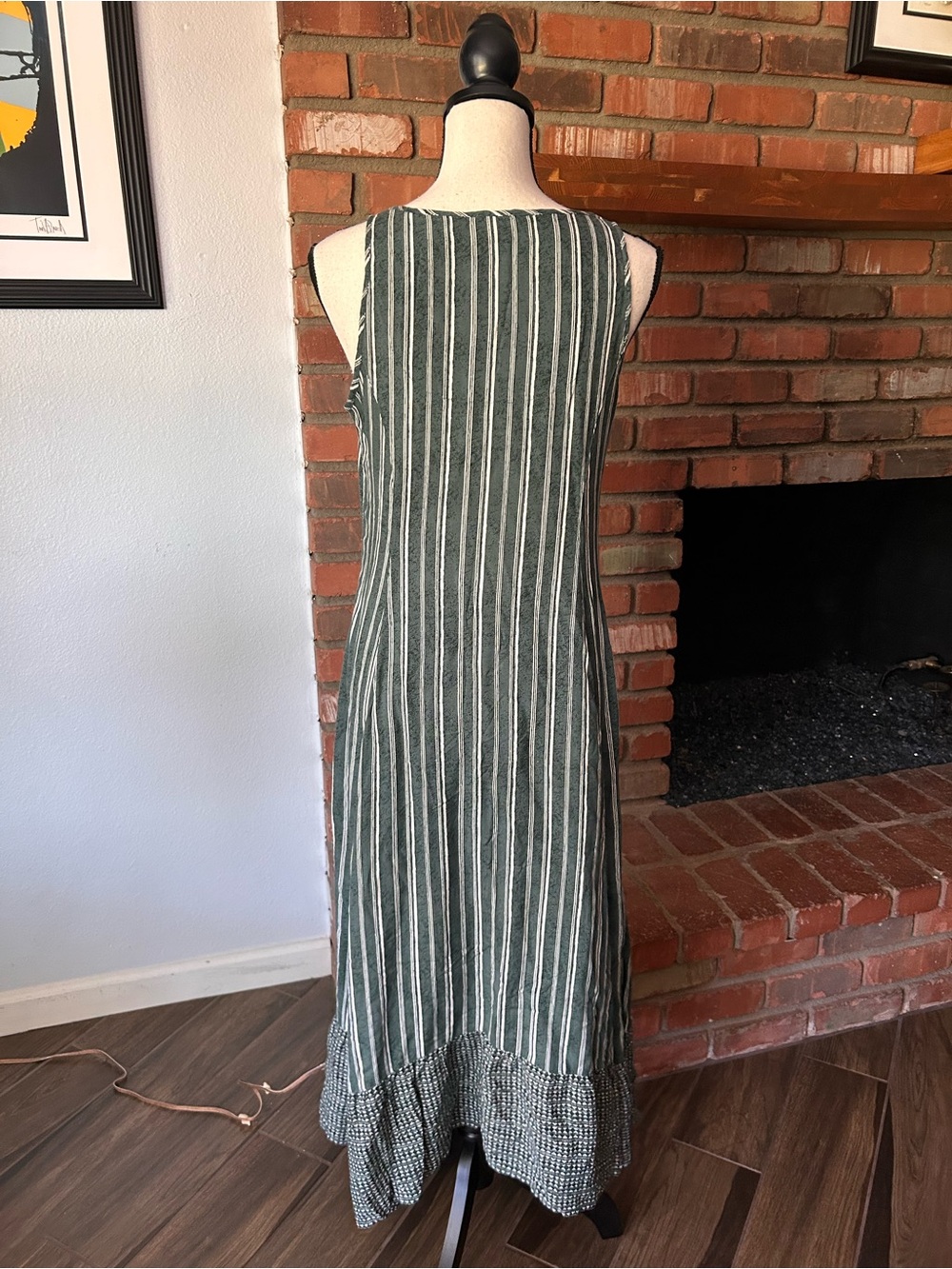 Fat Face Striped Sleeveless Midi Dress in Green Sz 6 - Picture 5 of 6